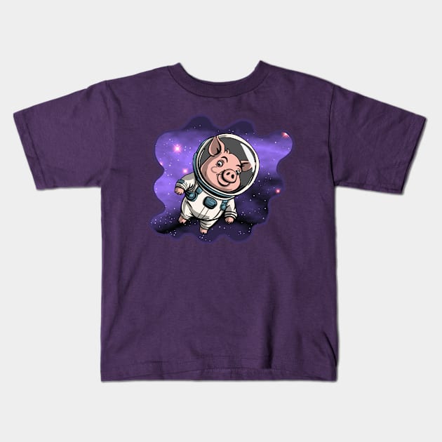 Pig Astronaut Kids T-Shirt by deadEYEZ